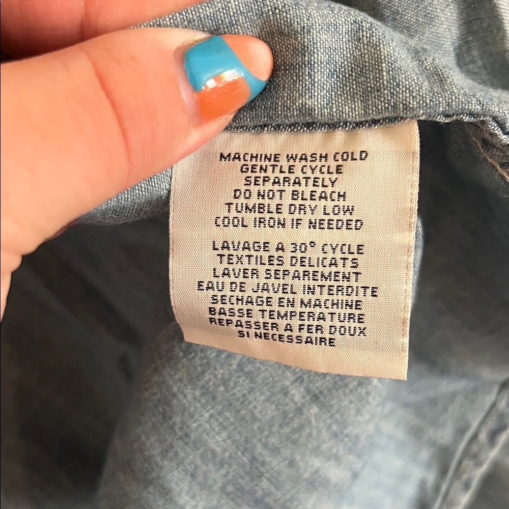 Americana Chambray Denim & Supply Blue Jean Jacket Western Shirt American Flag - Picture 5 of 8